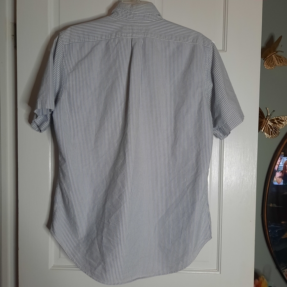 Men's Ralph Lauren Button Down Blue Striped Short Sleeve Shirt - Picture 4 of 4
